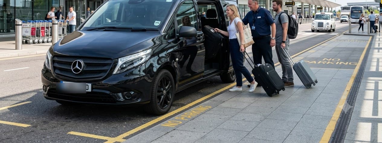 Airport transfer driver with a passenger in the car